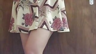 Playful in sexy dress gets the urge masturbating