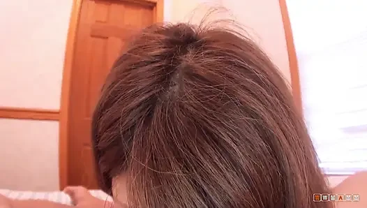Two cute asian teens love to share a big cock and it's cum