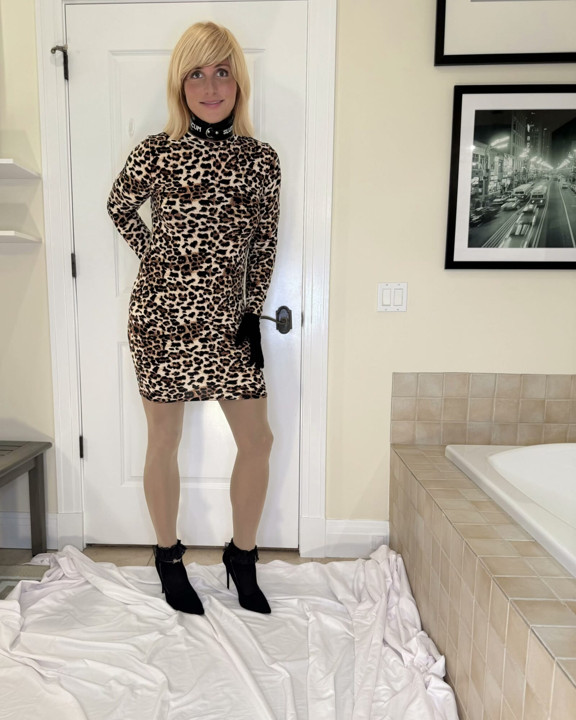 Sissy with Leopard Skin Dress