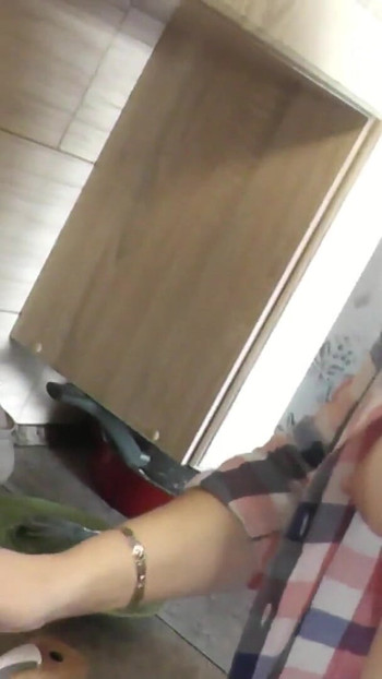 Unforgettable moment from "Milf sexy Platinum continues naked cooking in kitchen preparing salad for Christmas without"