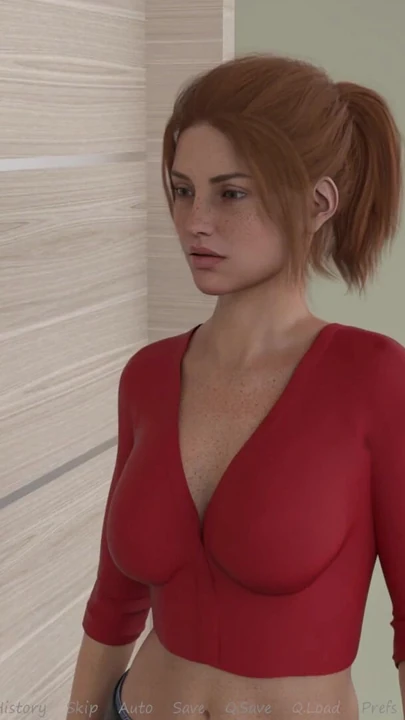 Powerful moment from "My Stepbrother's Wife #58 - Jennifer was looking at John 's cock while he picked up the towel - Demo"