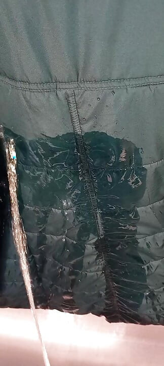 7 Golden showers and 1 cumshot on her puffercoat