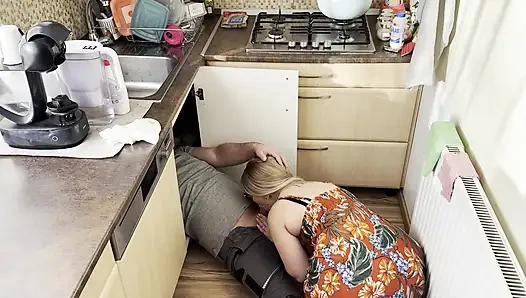 The Plumber Also Performs Maintenance on the Hot Blonde Wife While Her Husband Is at Work