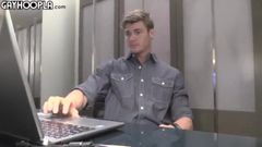Sexy office worker steals a few moments for masturbation