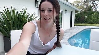 Step Sis Brings Her Vibrator Out to the Pool and Convinces You to Cum Together in Secret