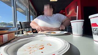 Flashing tits in Pizza Hut