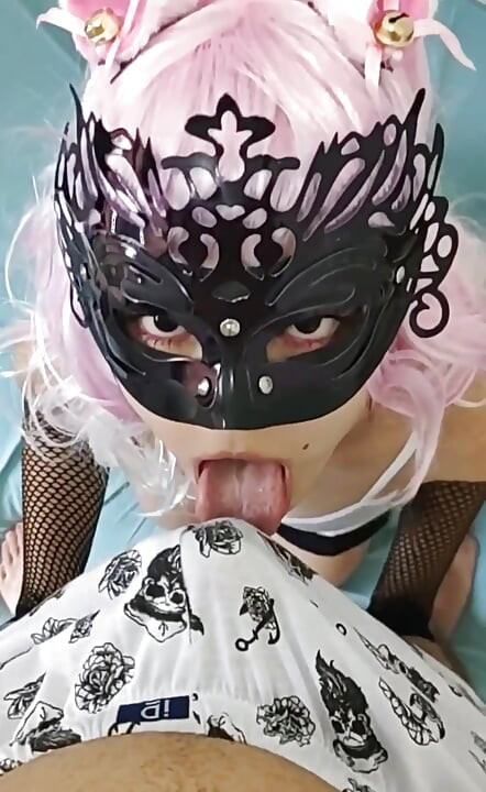 POV - Cute Pink-haired E-girl Takes off My Boxers and Licks My Big Pink Cock Before Getting on All Fours to Take It.