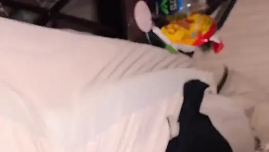 Housewife Gagging on Cock Upside Down, Sucking at the Edge of the Bed, &amp; Hot Cum on Tongue!