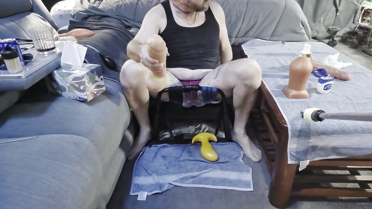 Butt slut ryan743 bounces on big dildo