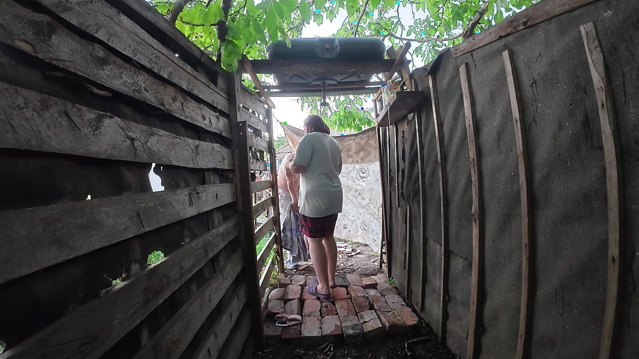 Tanya in Distant Peeping View Outdoor Village Shower