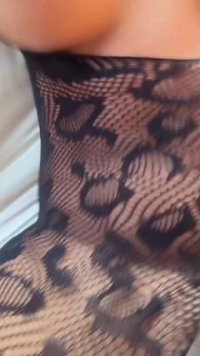 Fucked Bareback While Wearing a Full Fishnet Body Suit