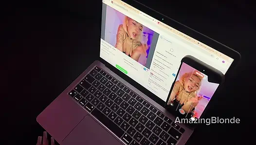 Amazing Blonde bitch fucked in front of viewers during a webcam show