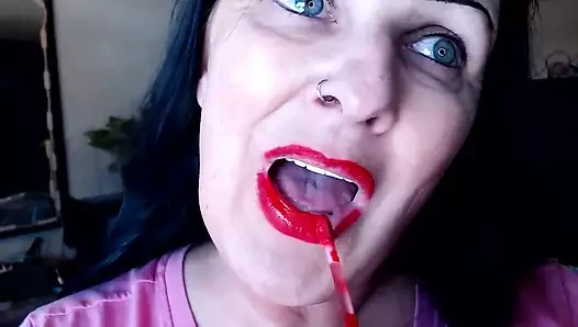 Bright porn video – Red Lipstick Application Duck Lips Hot Smoking MILF