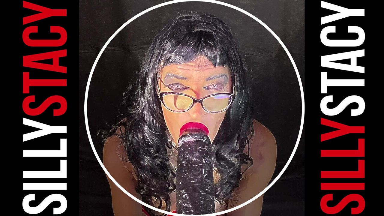 Dirty Sissy suck black dildo