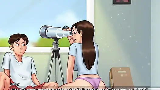 Stepmom and stepsister fight for the tenant's cock in the house and fuck him all the time - summertime saga