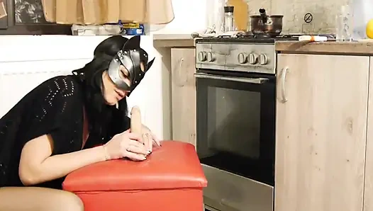 Dirty JOI, Dildo Ride & Intense Squirt in the Kitchen