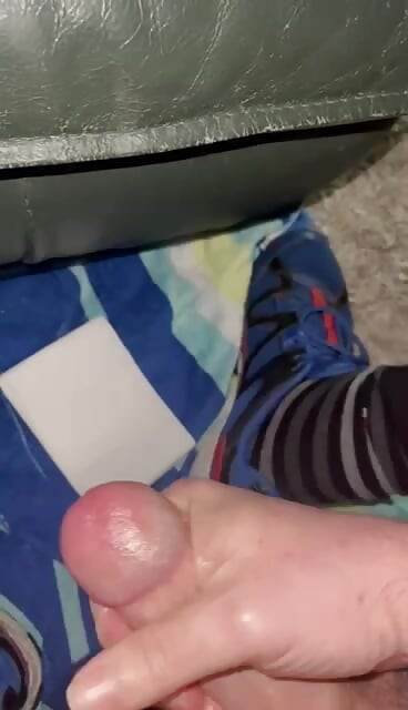 Stroking my big cock and cum