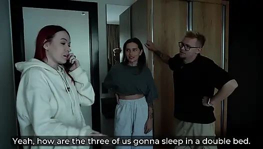 Step Stepmom and Step Stepsister Share Bed with Step Stepson in Wild Hot...