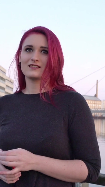 Emotional moment from "GERMAN SCOUT - Redhead College Teen Melina talk to Fuck Cast"