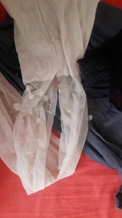 Cumshot on wife pantyhose