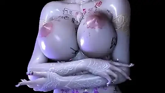 3D Big Boob Slut Naked Her Huge Naturals Sitting on the Big Cock