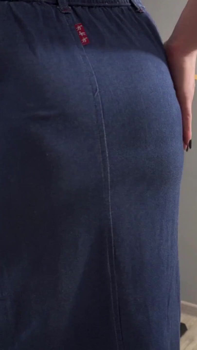 Milf Secretary In Jean Skirt Teases Visible Panty Line | Clip 1