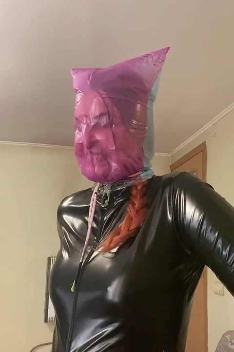 Colored Plastic Bags Breathplay in Latex