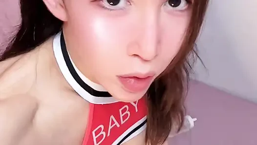 TS Cheerleader Tops Love Doll - Standing Doggy Tease