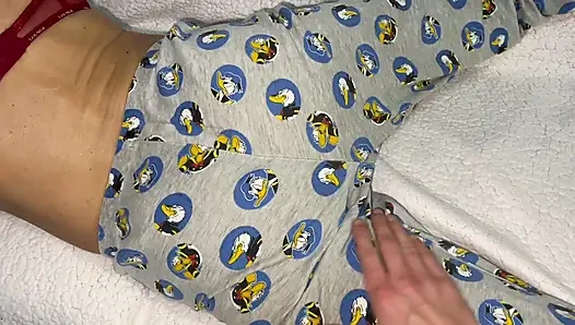 Stepmom was lying reading a book and helped to cum on her hot elastic ass