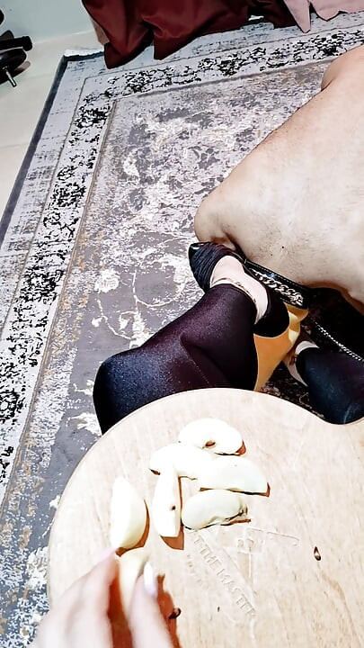 BDSM Slave Feeding Under My Feet  Spit on Food, Humiliation & FootShoe Worship Training
