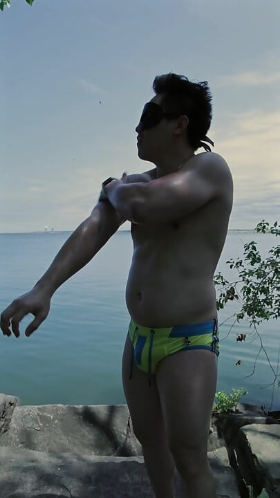 Lake Day Mood: Oiled up, Flexing, and Shamelessly Showing off-because Some Reflections Deserve a Standing Ovation.