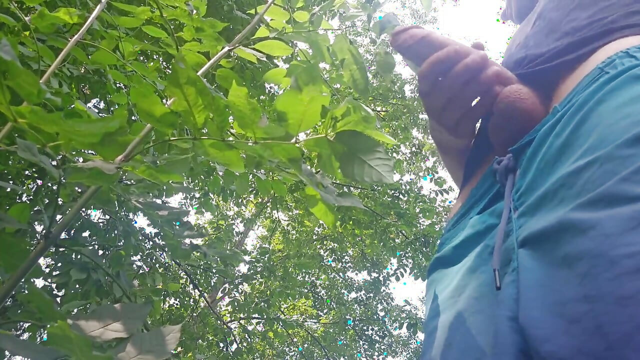 Risky Outdoor Jerk off - Almost Caught & Huge Cumshot in the Woods