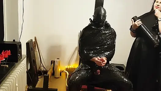 Foil Bondage Slave Part 2 - Cling Film Mummified and Edged to Madness