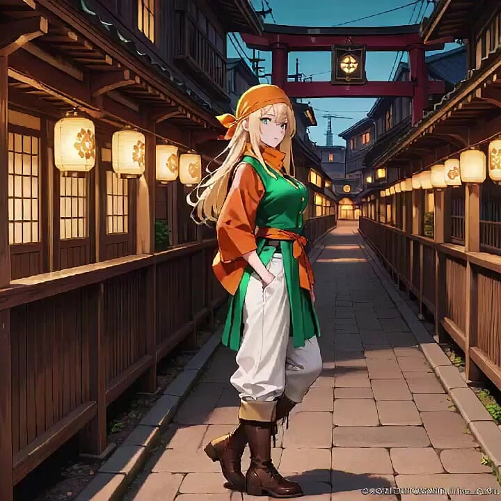 Blonde Pirate Captain! Green Uniform & Rough Ropes on a Sunny Deck. Languid Poses, Long Legs Exposed, and That Teasing Gaze