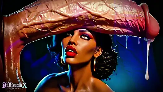 Büyük memeli ve götlü zenci tanrıçalar - beyaz yarak ibadeti: karanlık asmr ve aşırı kontrast (4k ai animasyonlu porno)