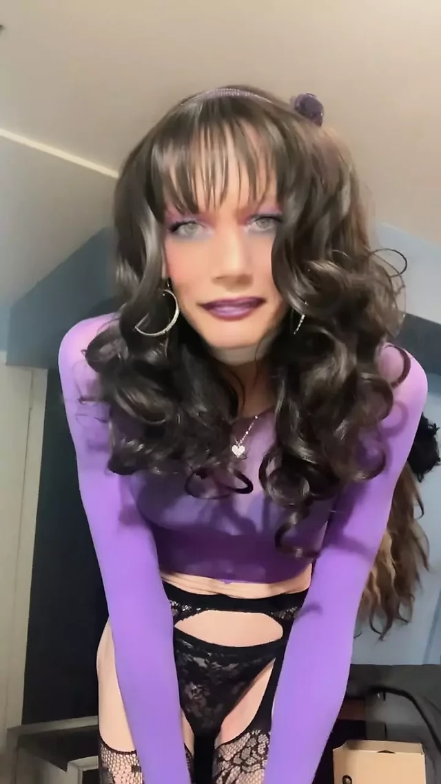 Transparent Purple Top with Purple Stockings