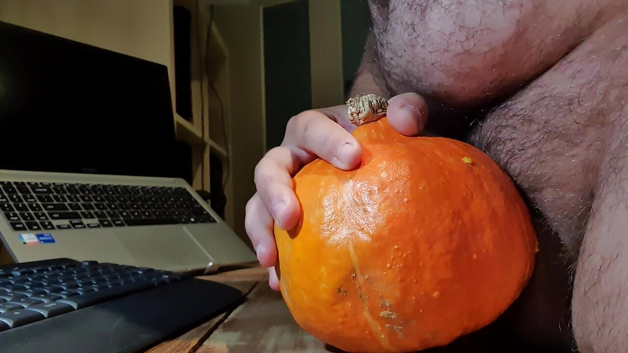 Fucking a pumpkin with my dick for dinner