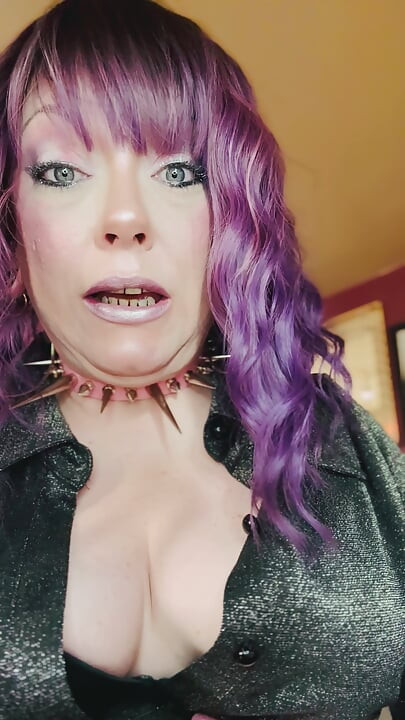 Purple Haired Smoking Goth Tina Snua Smokes Close Up - Coughing Smoke Drifts OMI OME Snap Inhales