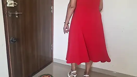 Dirty Red Dress on Demand Hairy Cunt