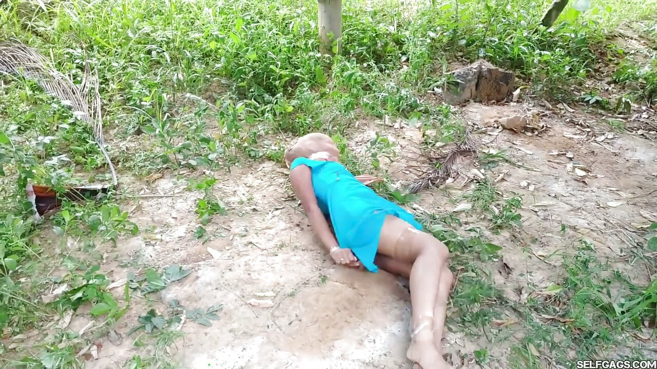 Captured Princess Hogtied Weak in Outdoor Bondage