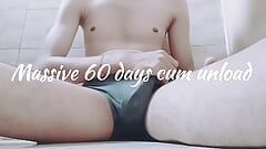 60 Days Massive Cum sobrecarga na Friends House 2 shorts de costas para trás