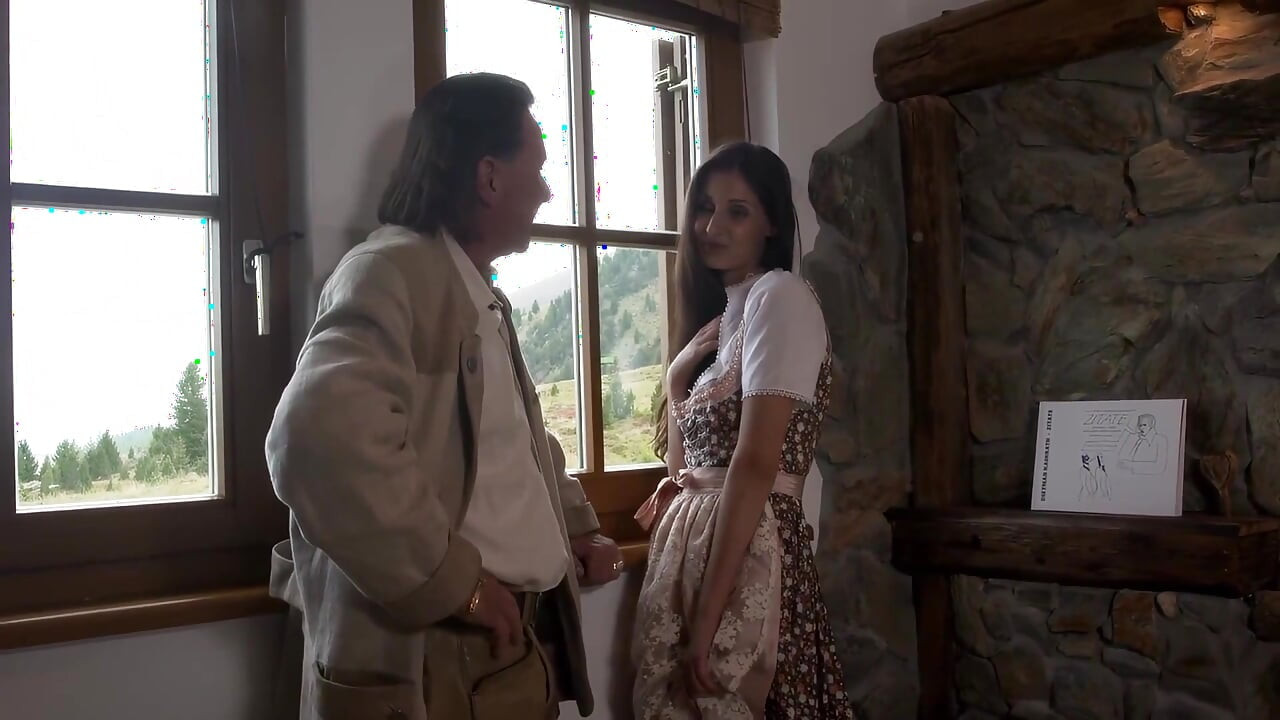 Busty Blonde in Leather Pants Gets Fucked in Alpine Hut