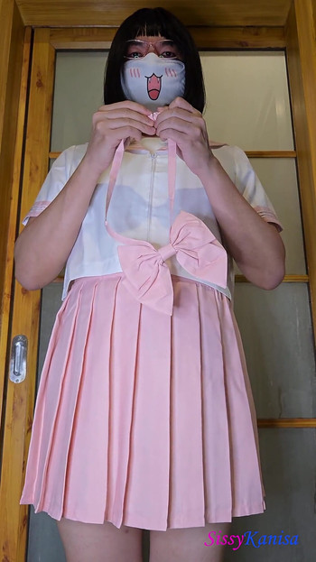 Sissy Kanisa's Fitting Room: Try on Pink Seifuku (japanese Sailor College Uniform)
