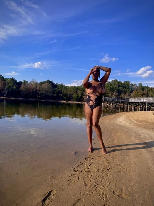 EBONY COUGAR ENJOYING THE SUN IN SWIMSUIT!