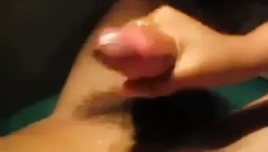 she rubs his balls and milks his penis. WF