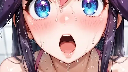 Pinkes Taschen Monster Mädchen breitbeinig auf dem Boden aheago masturbiert