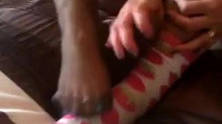 Dees feet em vídeo sexy collants e meias