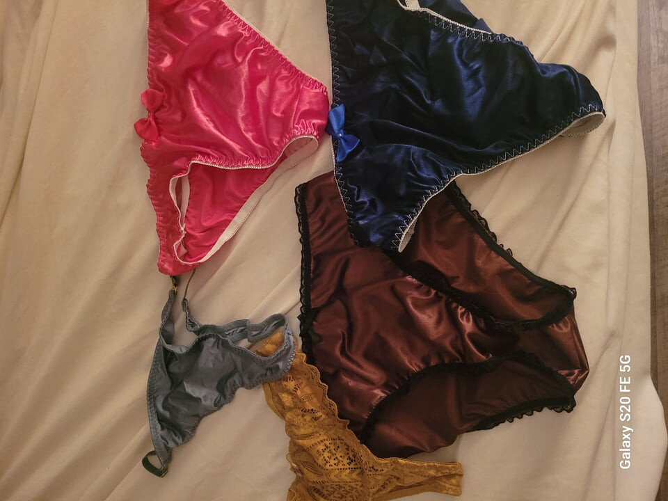 Sissy boy plays in satin panties.