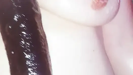 Hot wet milf, piglet has fun with a monster dildo, gets stuffed deep