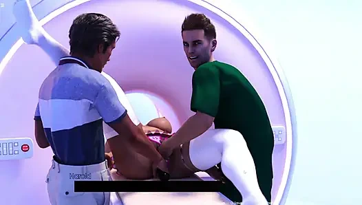 Два доктора трахают пальцами киску милфы-медсестры и очко с игрушкой-дилдо